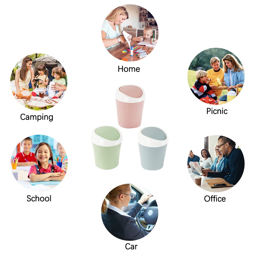 Small Trash Can with Swing Lid - Plastic Desktop Waste Bin for Office Kitchen Bathroom Student Accommodation V1258-DP02-BOL-440