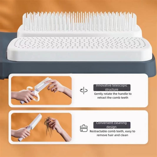 Women's Black Antistatic Hair Brush Massage Comb Retractable for Fine Hair Easily Removes Hair V1258-DP02-BOL-454