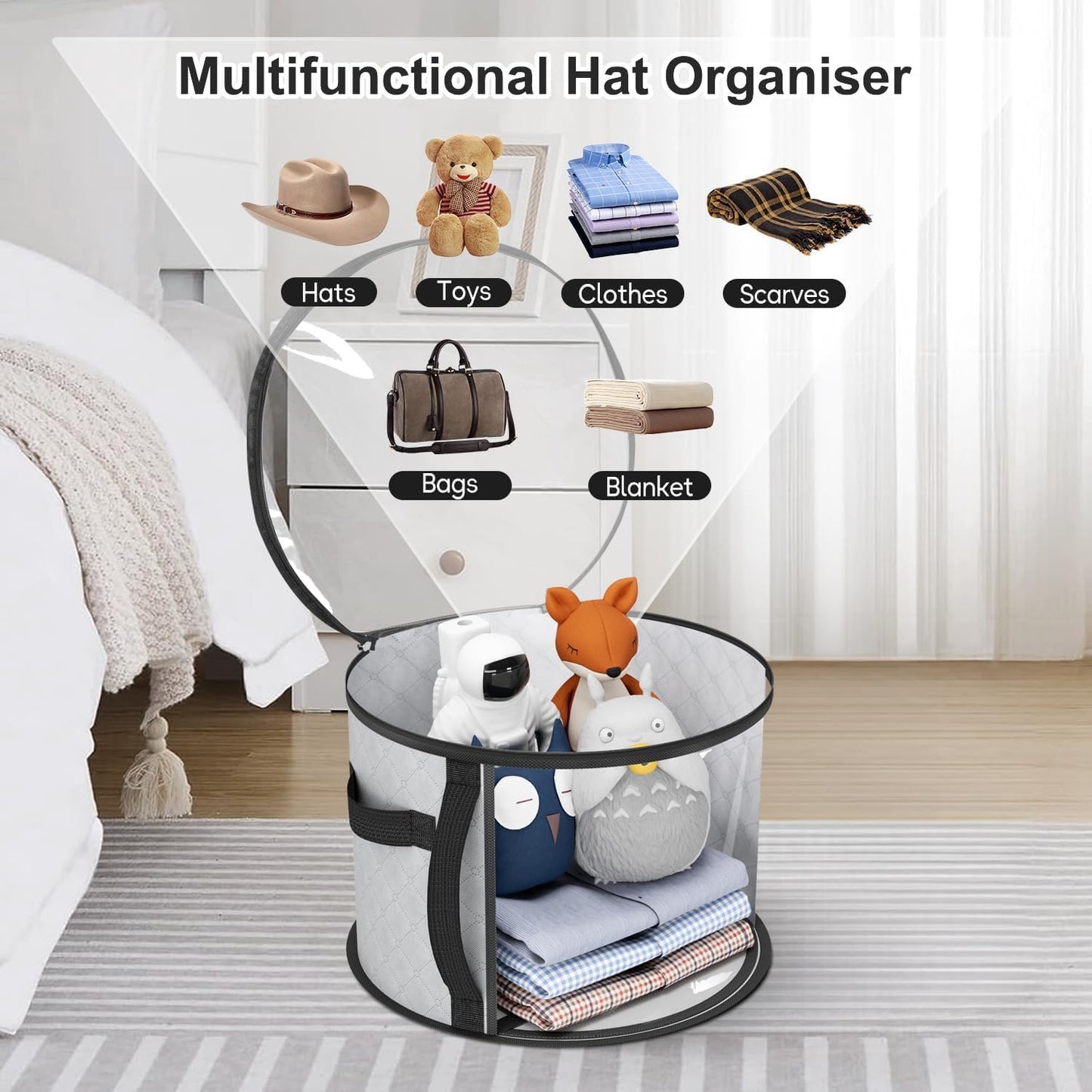 Oversized Transparent Hat Storage Bag for 5-7 Hats Men Women Portable Cowboy Hat Case with Zipper Handle V1258-DP02-BOL-52