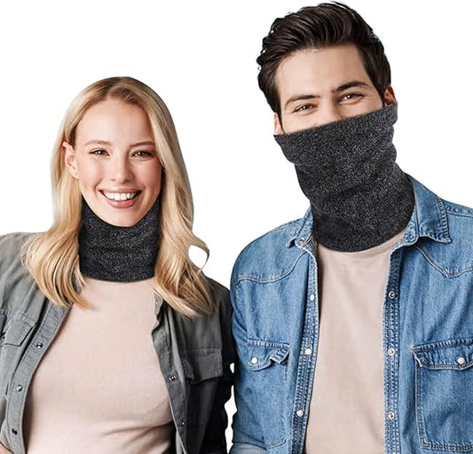 Winter Sports Fleece Scarf - Unisex Dark Grey Warm Neck Warmer for Cold Weather V1258-DP02-BOL-524