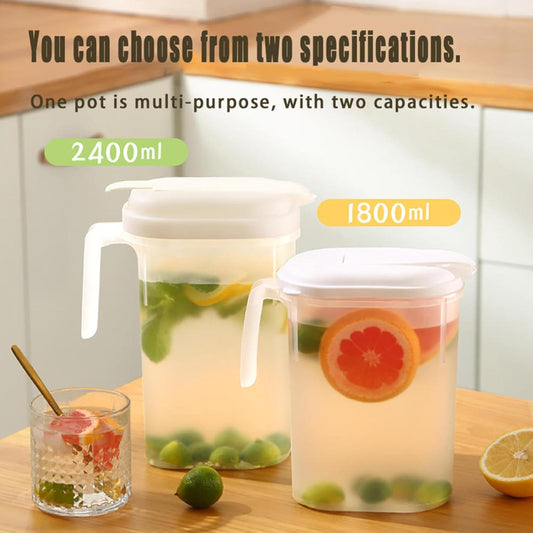 2400ml Transparent Plastic Water Jug with Lid - Large Capacity Beverage Container for Home Office Use V1258-DP02-BOL-538