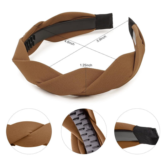 Women's Retro Wide Hairbands Set of 4 - Black White Brown Coffee - Adult Hair Accessories V1258-DP02-BOL-654