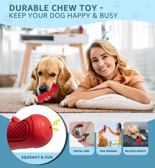 Red Indestructible Dog Chew Toy - Chew Stick for Medium and Large Dogs - Promotes Dental Care and Teeth V1258-DP02-BOL-67