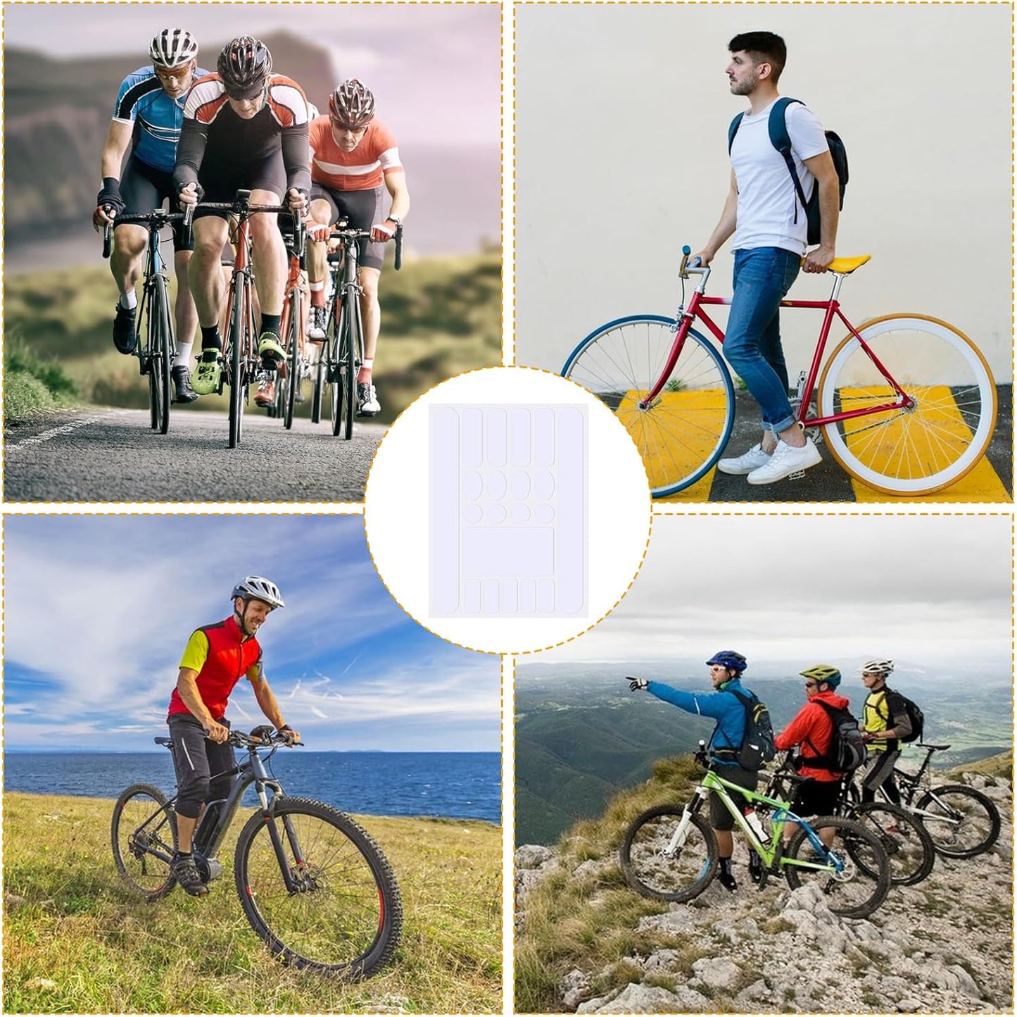 Bike Frame Protection Kit 3 Pieces Clear Anti-Scratch Invisible Protection Film White V1258-DP02-BOL-695