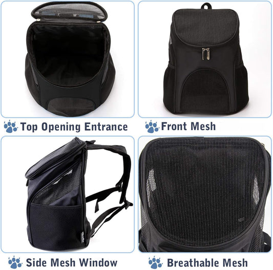 Pet Carrier Backpack for Dogs and Cats Travel Bag up to 8kg 36 x 31 x 45 cm Black V1258-DP02-BOL-698