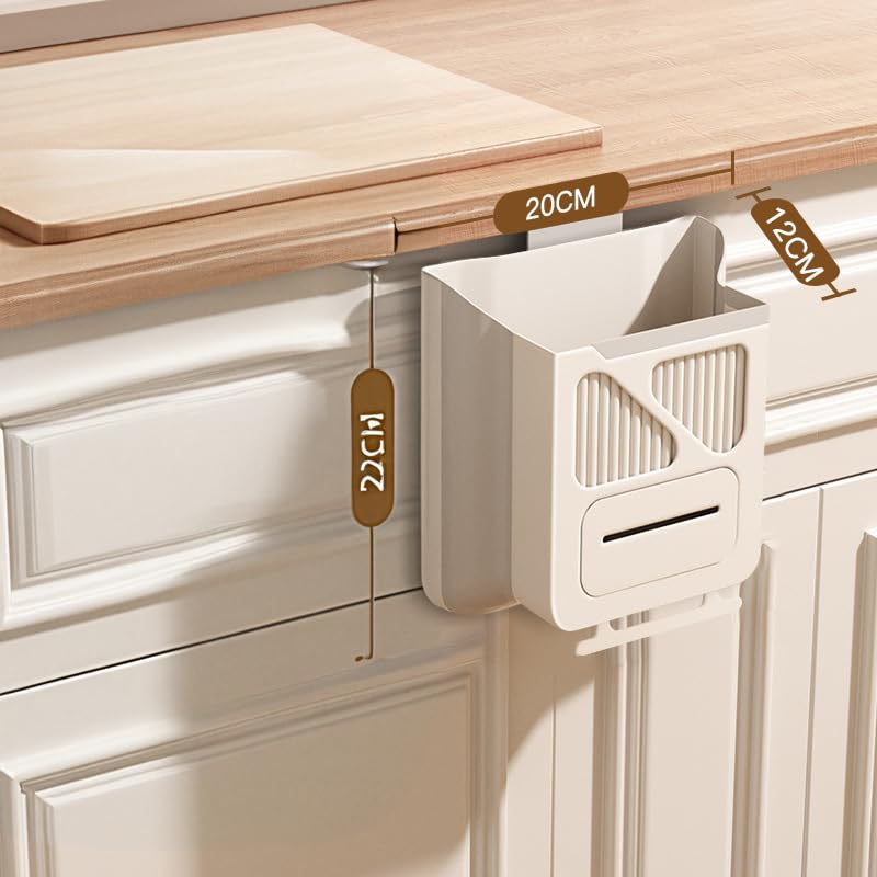 Wall-Mounted Foldable Kitchen Cabinet Door Bin 22x20x12cm 3-in-1 Space-Saving Grey V1258-DP02-BOL-72