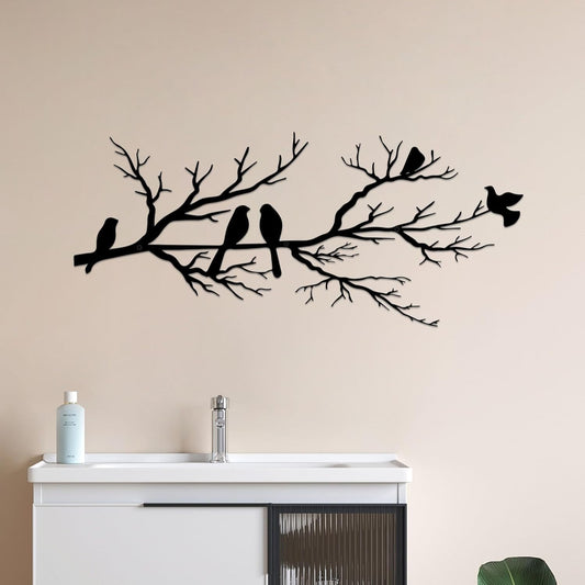 Black Metal Bird Wall Decor - Indoor/Outdoor Wall Accessory for Balcony Garden Living Room - Home Decoration V1258-DP02-BOL-721