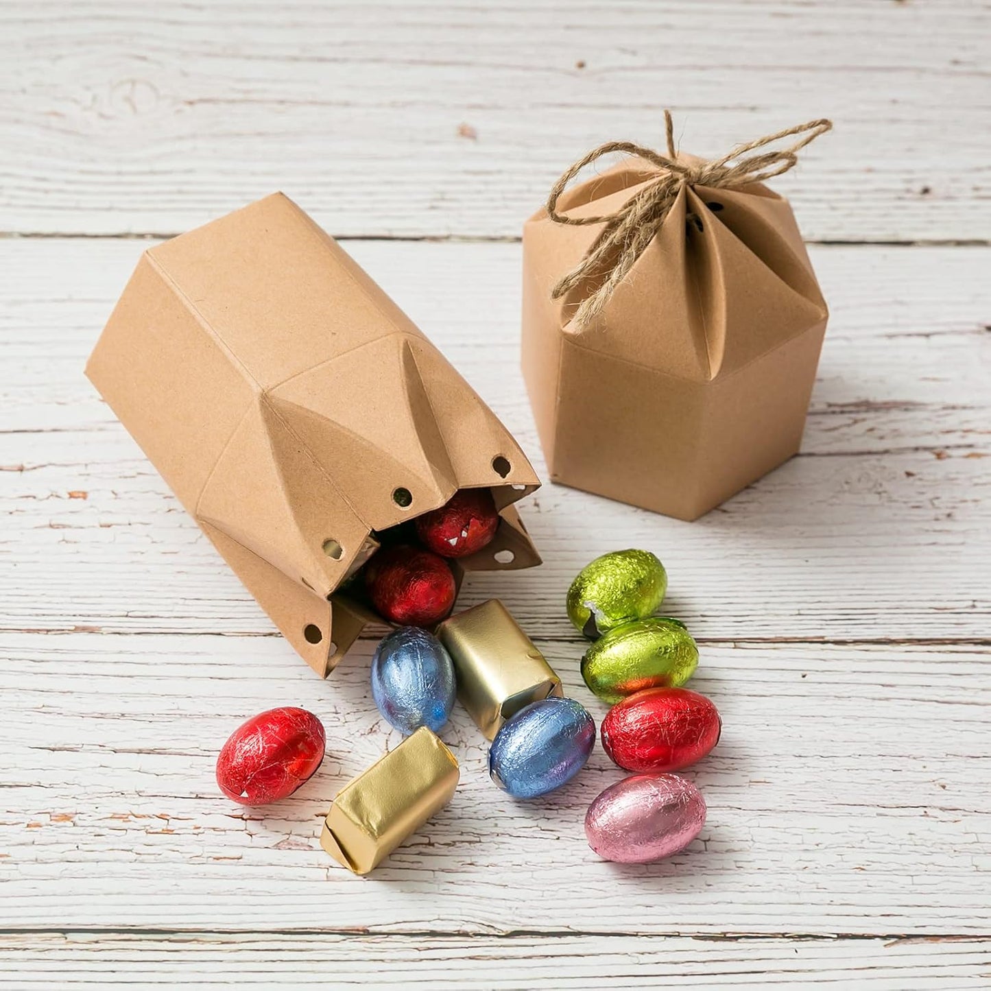 9 Pack Kraft Paper Gift Boxes with Jute String for Treats Party Wedding Favors V1258-DP02-BOL-742