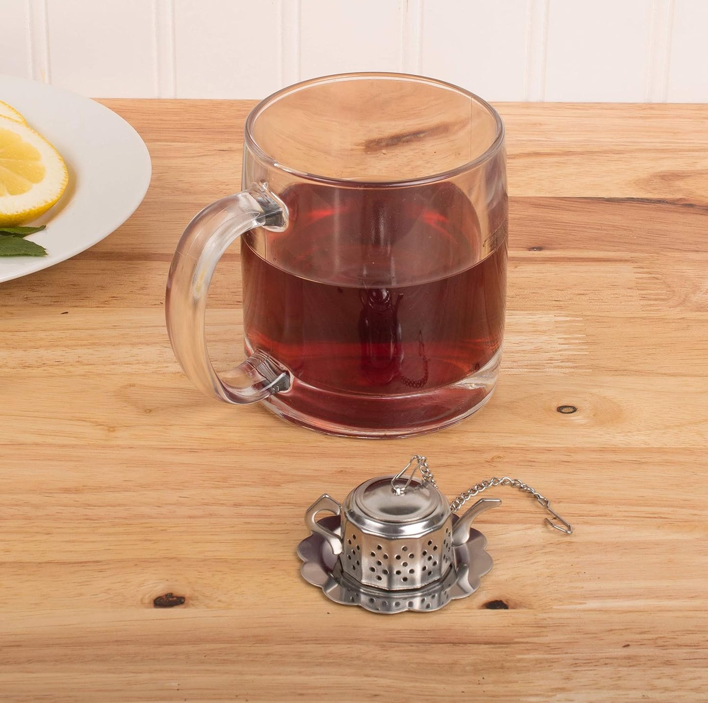 Fun Teapot Shaped Stainless Steel Loose Tea Strainer Reusable Tea Infuser Gift for Tea Lovers 1 Set V1258-DP02-BOL-749