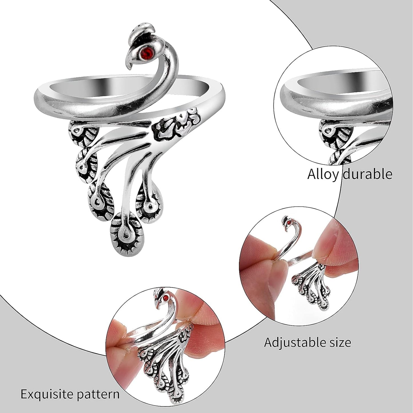 2 Pack Adjustable Yarn Guides for Crocheting & Knitting - Finger Ring Holders - Silver V1258-DP02-BOL-802