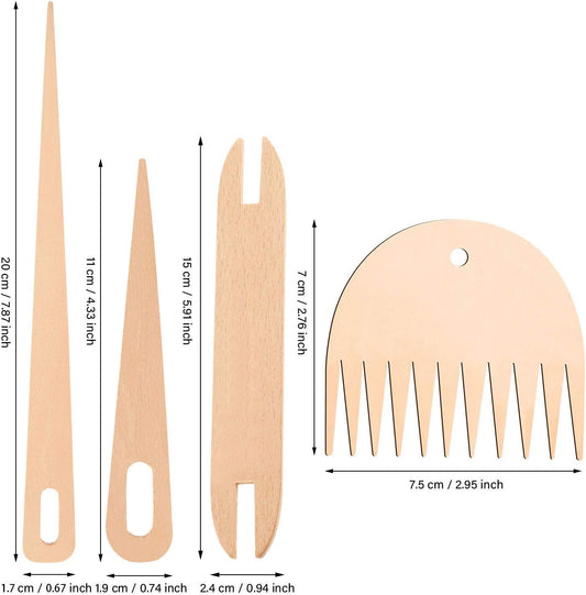 7-Delige Houten Weefset - Weefnaalden Weefspoel & Weefkam - Handweven DIY Gereedschap - Tapestry Wandtapijt V1258-DP02-BOL-819