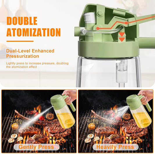 2-in-1 Olive Oil Spray & Pour Bottle 470ml Glass Dispenser for Cooking BBQ Kitchen V1258-DP02-BOL-91