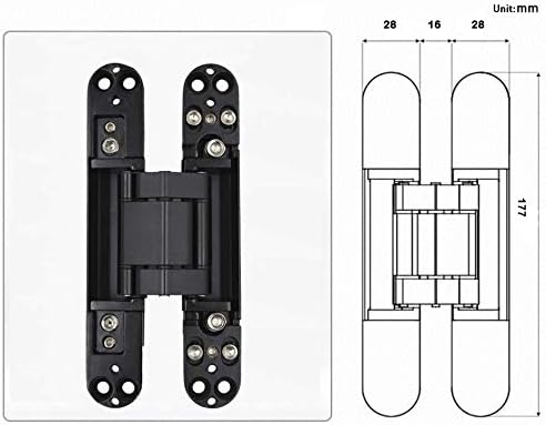 7 Inch Invisible Hinges - Black Pack of 2 (2 Count) - Modern Style - Metallic Finish - Zinc & Aluminum Alloy V1258-DP02-C-100