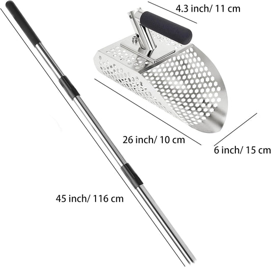 Sand Scoop for Metal Detecting, Heavy Duty Metal Detector Beach Finds Scoop, Stainless Steel Metal Detecting V1258-DP02-C-101