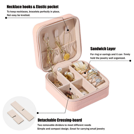 TSA Approved Toiletry Bag for Women Men and Mini Jewelry Travel Case, PU Leather Organizer Box V1258-DP02-C-1074