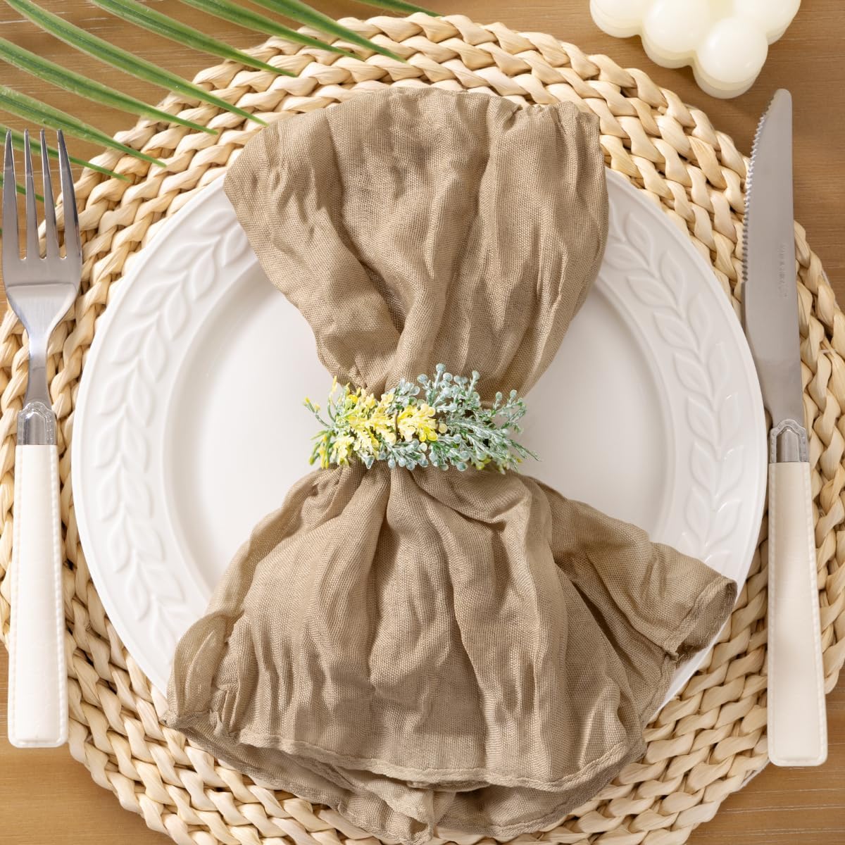 Nude Brown Cheesecloth Table Runner with 50pcs Napkins V1258-DP02-C-1155