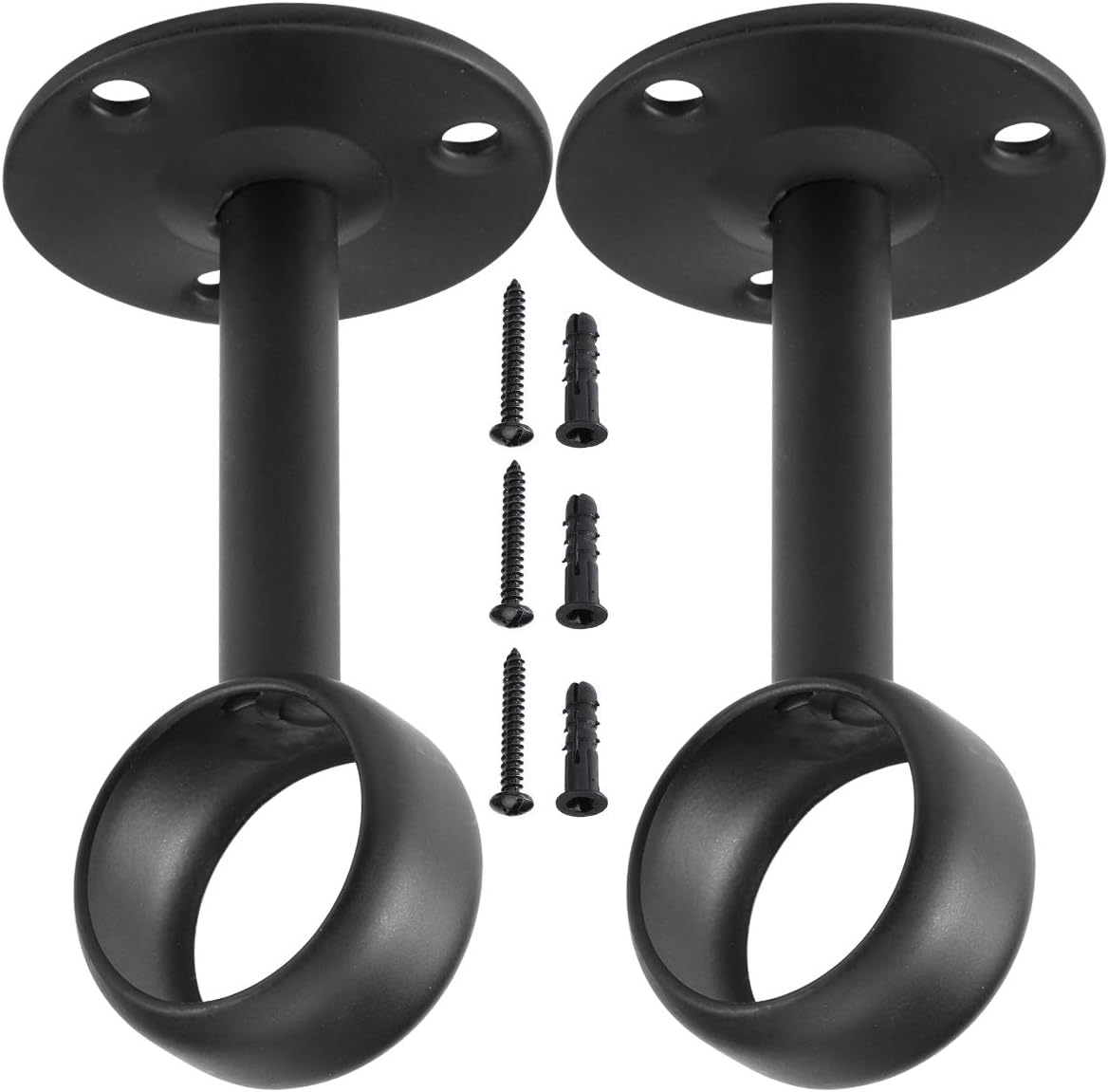 Ceiling-Mount Curtain Bracket Holders for 1 1/4-Inch Rod (8 PCS, Black) V1258-DP02-C-1223