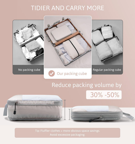 Compression Packing Cubes Travel Organizer 7 Set, Ripstop Mesh Travel Organizers for Luggage Multi-Functional V1258-DP02-C-1250