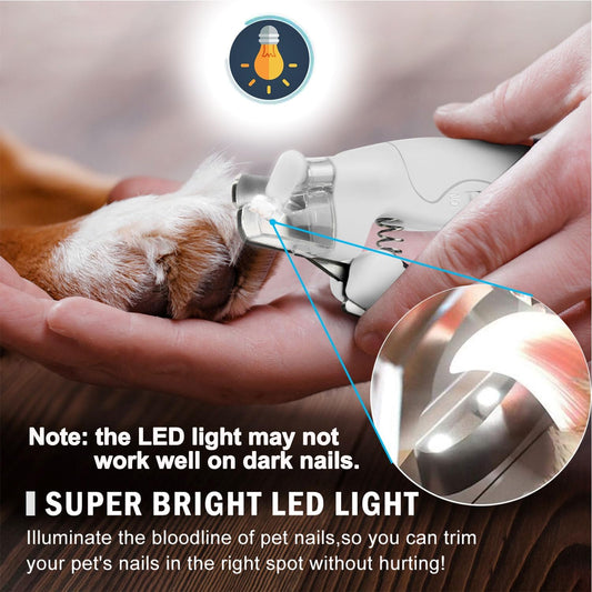 Pet Nail Clipper with LED Light for Dogs & Cats, Rechargeable Nails & Claws Trimmer, Professional Grooming V1258-DP02-C-1252