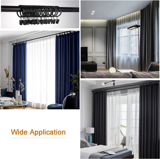 40 Pcs Curtain Hooks, 1.5 inch Curtain Rings, Rustproof Curtain Rings with Clips, Metal Solid Curtain Clips V1258-DP02-C-1255