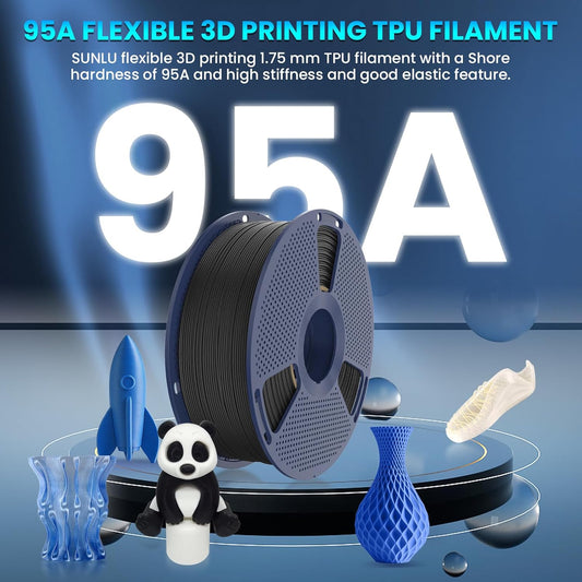 TPU 3D Printer Filament 1.75mm, Flexible 95A TPU Filament, 1KG Soft 3D Filament for Fast Printing, V1258-DP02-C-1266