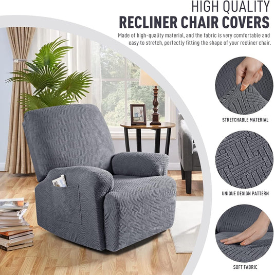 Recliner Covers, Stretch Reclining Chair Covers, Recliner Sofa Slipcovers Stripe Jacquard Recliner Couch V1258-DP02-C-1273