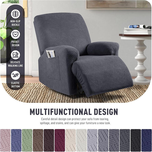 Recliner Covers, Stretch Reclining Chair Covers, Recliner Sofa Slipcovers Stripe Jacquard Recliner Couch V1258-DP02-C-1274