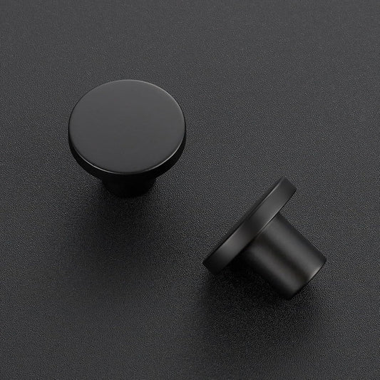 25 Pack Matte Black Round Cabinet Knobs Solid Dresser Knobs Drawer Pulls Black Cupboard Knobs for Modern V1258-DP02-C-1286