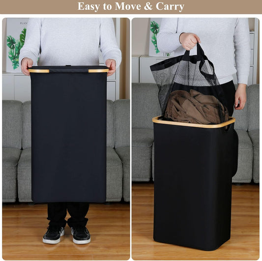 Laundry Hamper with Lid - Waterproof Freestanding Laundry Basket with Removable Liner Bag, Collapsible 110L V1258-DP02-C-1294