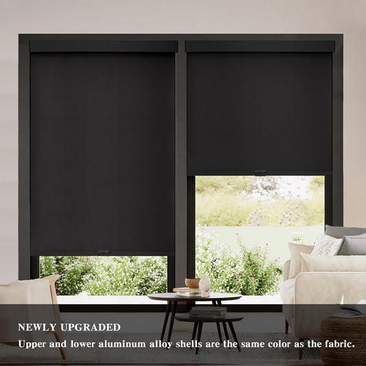 Blackout Roller Shades Cordless Blinds for Windows, Free-Stop Shades with Valance, Thermal Insulated Fabric, V1258-DP02-C-1295