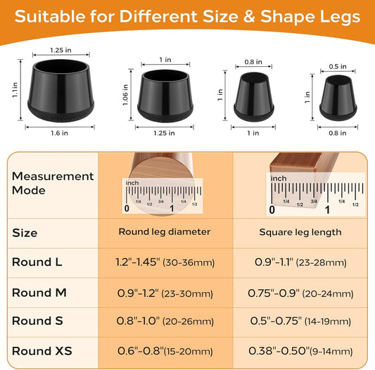 Silicone Chair Leg Floor Protectors Extra Small 24PCS - Furniture Felt Silicone Integrated Chair Foot V1258-DP02-C-1327
