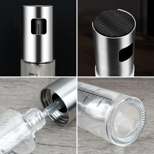 Oil Sprayer for Cooking, 2 Pack Upgraded Olive Oil Spray Bottle Mister Refillable with Scale Air Fryer V1258-DP02-C-134