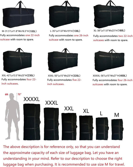 Extra Large Storage Duffle Bag for Travel, Black Oversized Giant Big Traveling Duffle Bag V1258-DP02-C-1368