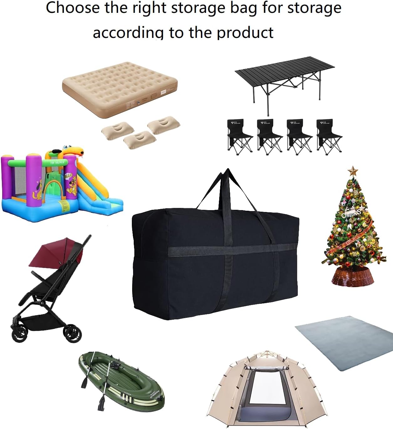 Extra Large Storage Duffle Bag for Travel, Black Oversized Giant Big Traveling Duffle Bag V1258-DP02-C-1368