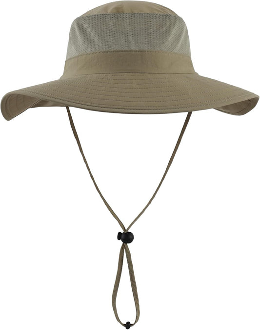 Outdoor UPF50+ Mesh Sun Hat Wide Brim Fishing Hat with Neck Flap Sun Hat for Men Women V1258-DP02-C-1375