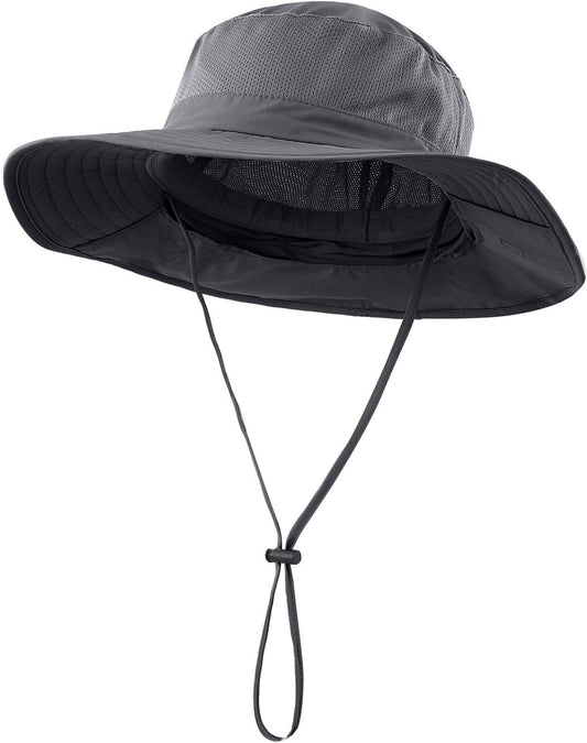 Outdoor UPF50+ Mesh Sun Hat Wide Brim Fishing Hat with Neck Flap Sun Hat for Men Women V1258-DP02-C-1377