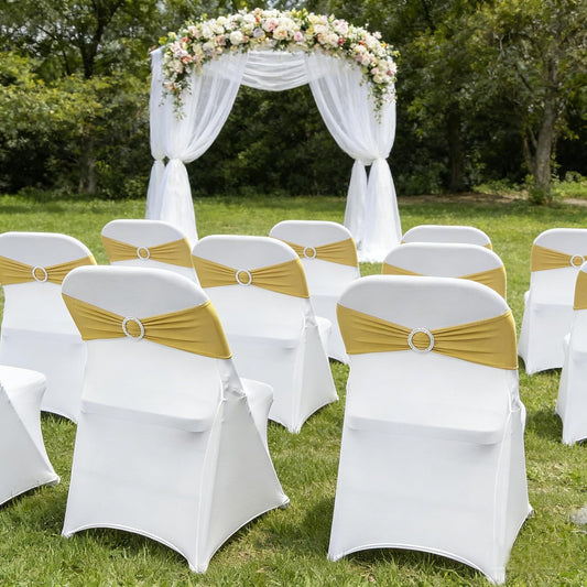 Spandex Chair Sashes Bands 50PCS Stretch Chair Ties Bows with Buckle Slider for Wedding Party Banquet V1258-DP02-C-1406