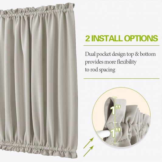 Cream Insulated Door Curtain Spefrowx, Rod Pocket French Curtain Window Treatment for Sliding Door with V1258-DP02-C-1424