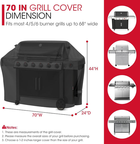 Outdoor Large Grill Cover 70 Inch, Heavy Duty Waterproof Gas Grill Cover for Outside, Fade Resistant Durable V1258-DP02-C-144