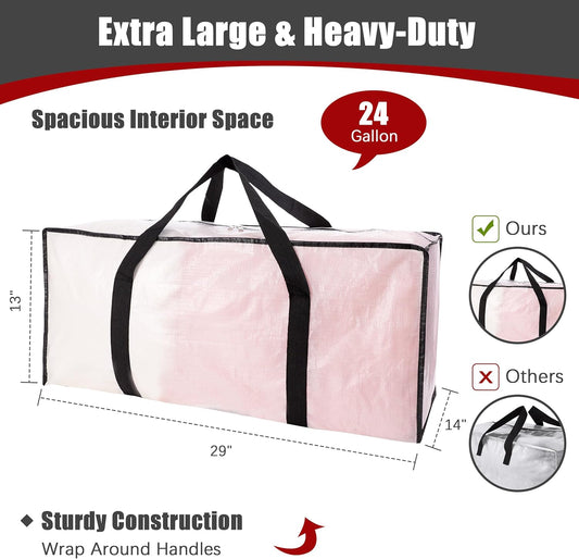 Extra Large Moving Bags with Zippers & Carrying Handles, Heavy-Duty Storage Tote for Space Saving Moving V1258-DP02-C-1447
