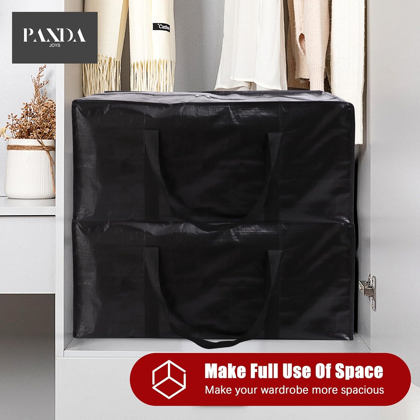 Extra Large Moving Bags with Zippers & Carrying Handles, Heavy-Duty Storage Tote for Space Saving Moving V1258-DP02-C-1448