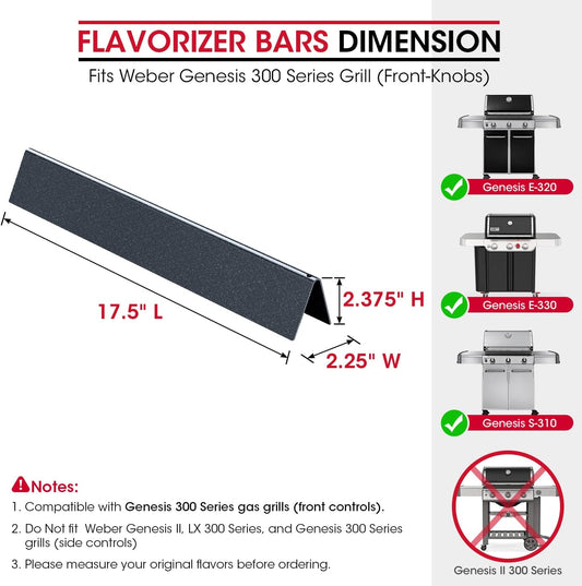 7620 Flavorizer Bars for Weber Genesis 300 Series, E-310 E-330 Grills with Front Control(2011-2016), 17.5 V1258-DP02-C-148