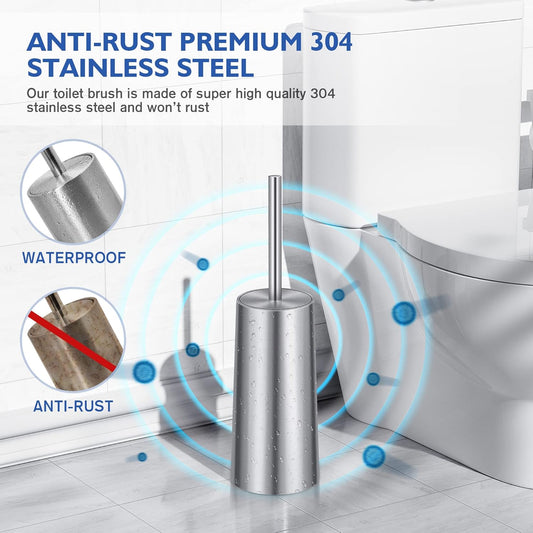 Toilet Brush and Holder, Toilet Brush 304 Stainless Steel, Toilet Bowl Brush for Bathroom Toilet-Ergonomic, V1258-DP02-C-1489