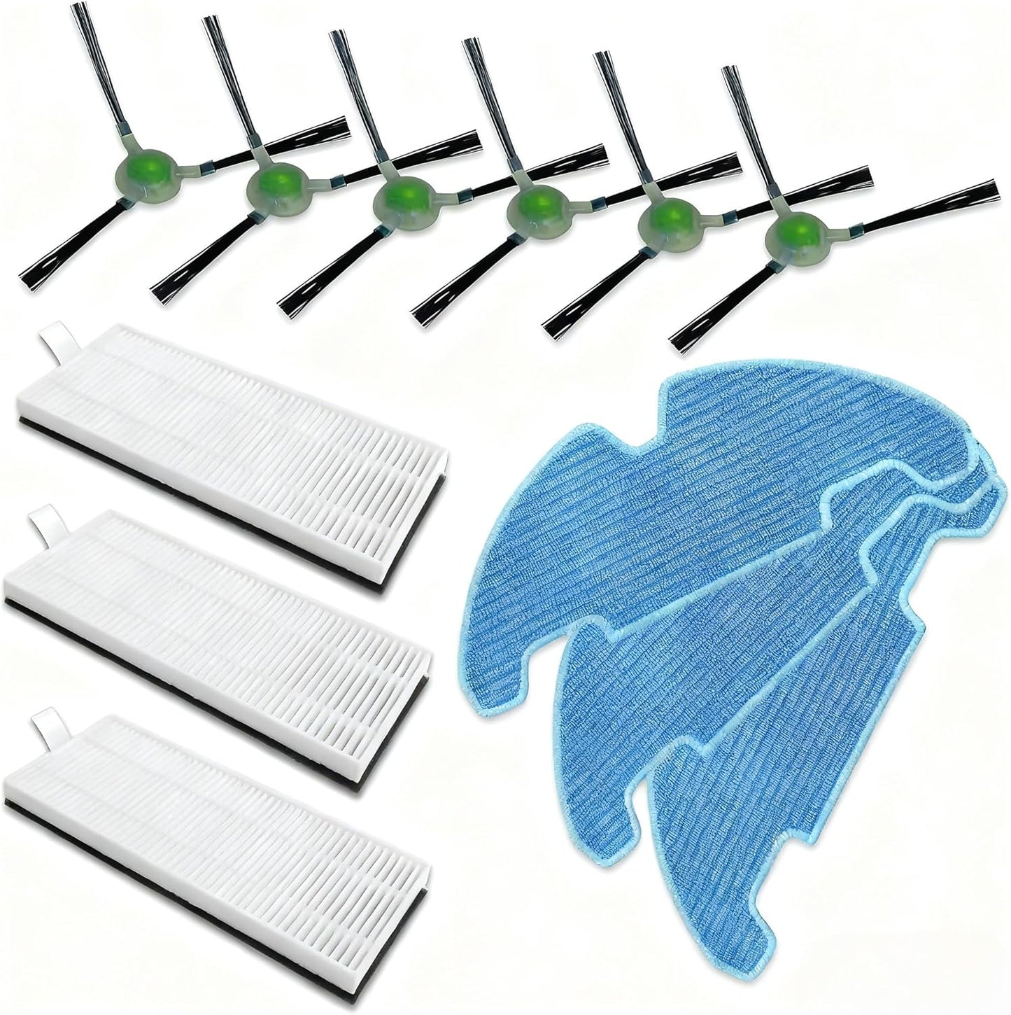 Replacement Parts Compatible with Lefant M330 Pro Robot Vacuum Accessories 6 Side Brush 3 Filter 3 Mopping Pad V1258-DP02-C-1603