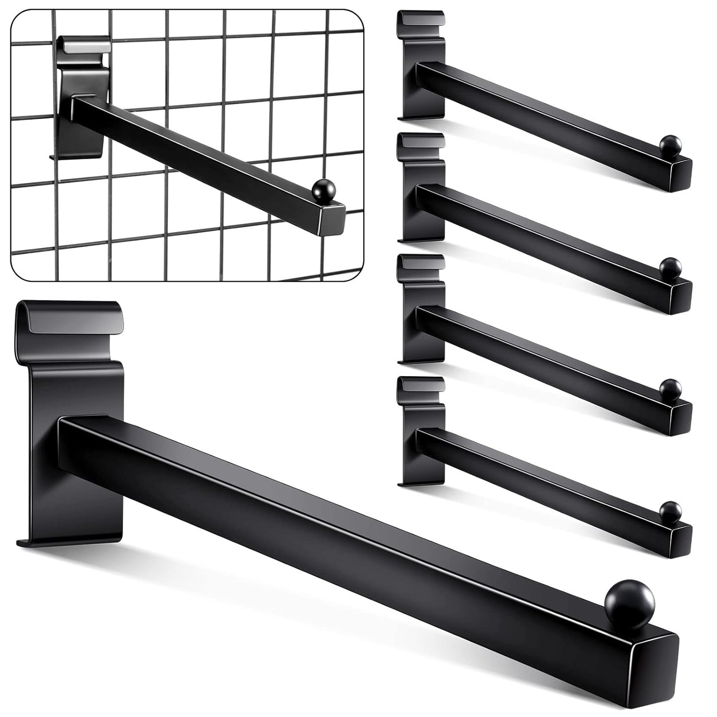 Gridwall Hooks 12 Inch Grid Wall Hangers Display Peg Hooks Slat Wall Accessories for Wire Panels Shelf(5 V1258-DP02-C-1660