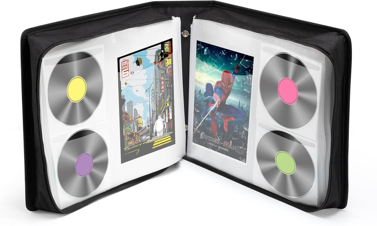 DVD Case 200 DVDs and 100 Booklets Capacity, CD/Blu-ray Storage Binder Case with Booklet Inserts Media V1258-DP02-C-1880