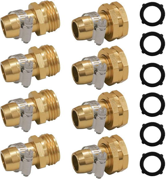 Garden Hose Repair Connector with Clamps + Adjustable Twist Hose Nozzle V1258-DP02-C-206