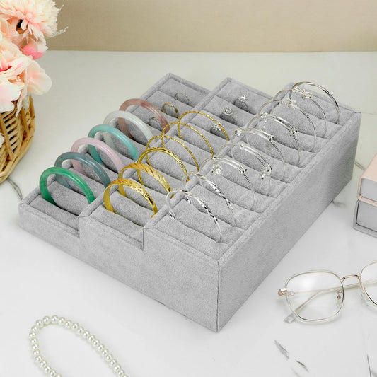 Bangle Display Tray - 27 Slot Showcase Organizer for Bangles, 10.43" x 9.45" x 3.54", 3 -Tier Bangle V1258-DP02-C-2100