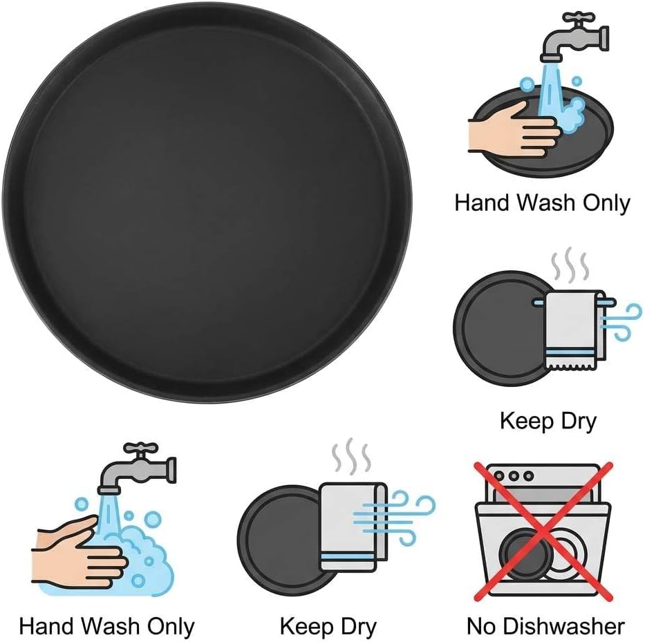 16-Inch Round Non-Slip Serving Trays - 4 Pack Rubber Surface Plastic Tray Set for Restaurant, Cafe & Bar V1258-DP02-C-2182