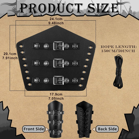 2 Pcs Halloween Faux Leather Arm Guards Medieval Belt Leather Buckle Bracers Viking Renaissance Accessories V1258-DP02-C-2213
